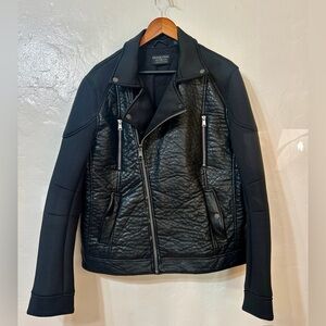 Rogue State Black Moto Biker Jacket Faux Leather Zip Up Men’s M